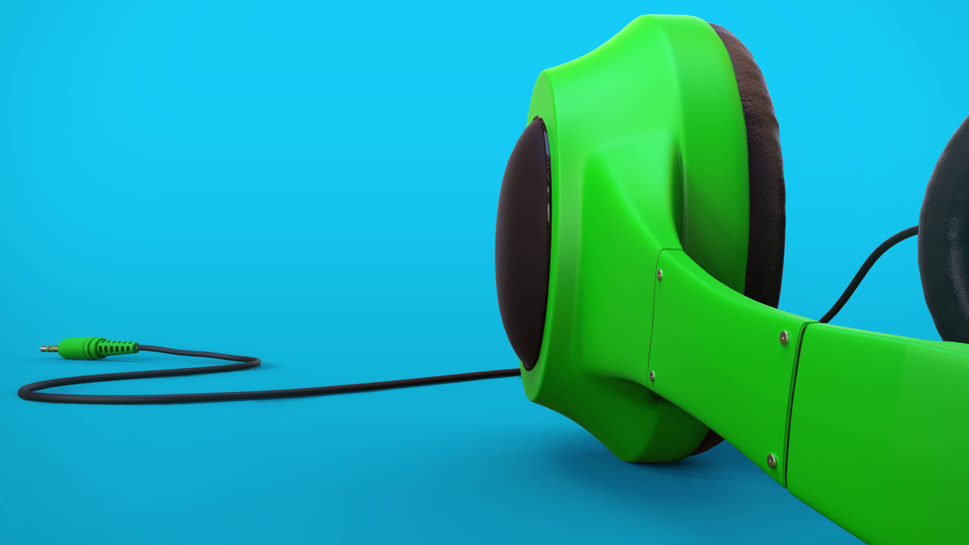 green headphone visualisation, srushti creative, 3d product visualisation