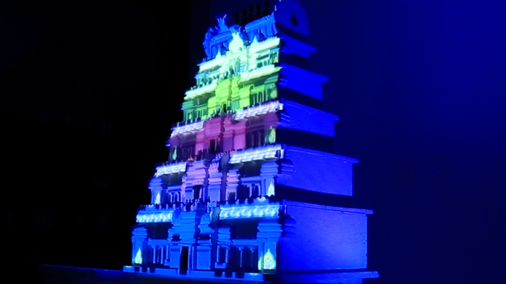 temple projection mapping, srushti, image mapping, holographic projection