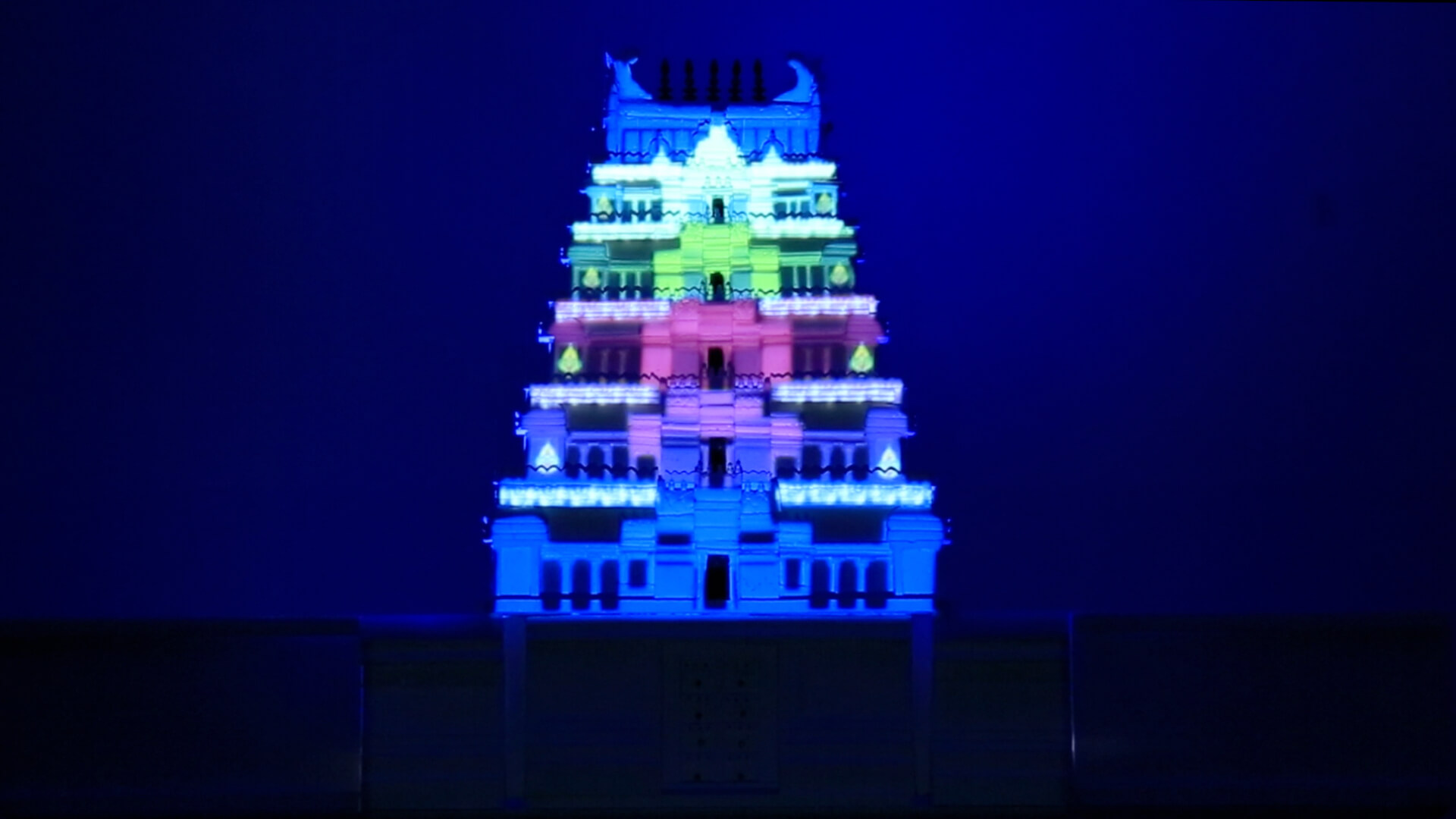 Temple projection mapping, video mapping, srushti, holographic projection