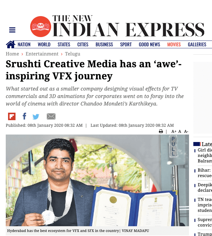 the new indian express article, srushti creative